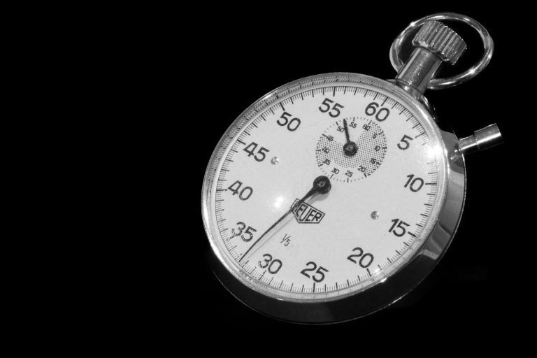 A stopwatch on a black background